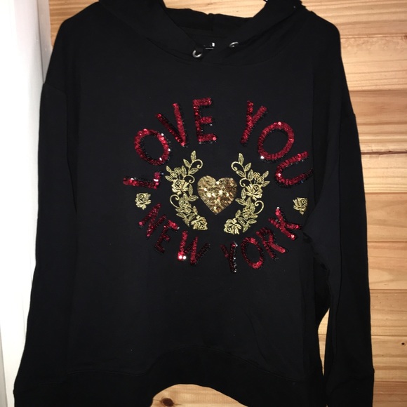 NY&Co Sz XL NWOT Bling Hoodie SoHo Street - Picture 2 of 5